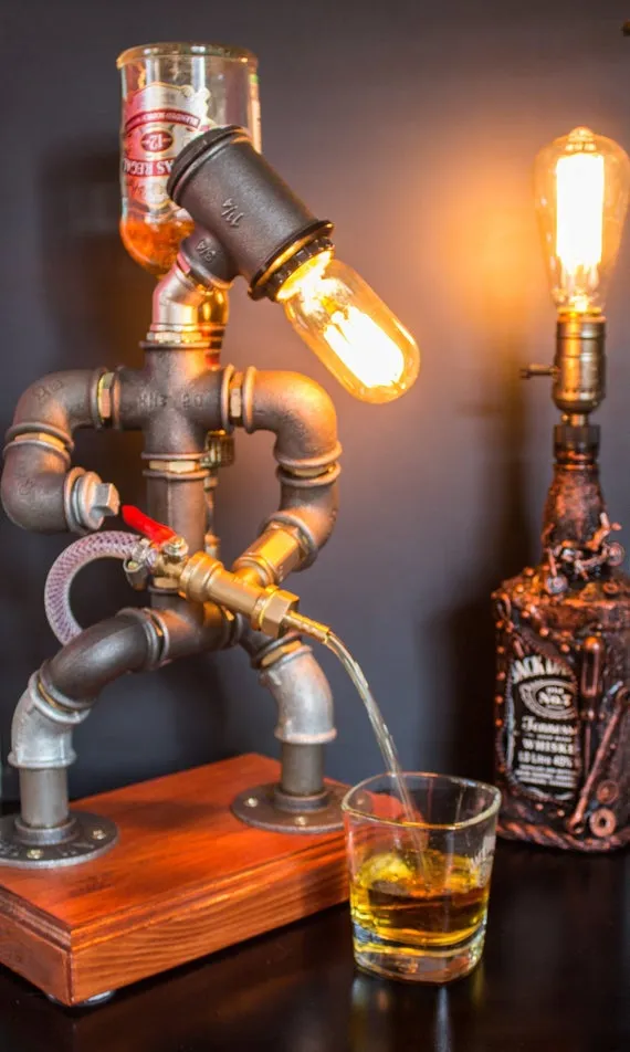 Liquor alcohol whisky dispenser, Firefighter Gift for him, Jack Daniels Birthday gift, Steampunk Fireman pipe robot lamp by CoolVintageLoft steampunk buy now online Liquor alcohol whisky dispenser, Firefighter Gift for him, Jack Daniels Birthday gift, Steampunk Fireman pipe robot lamp by CoolVintageLoft steampunk buy now online