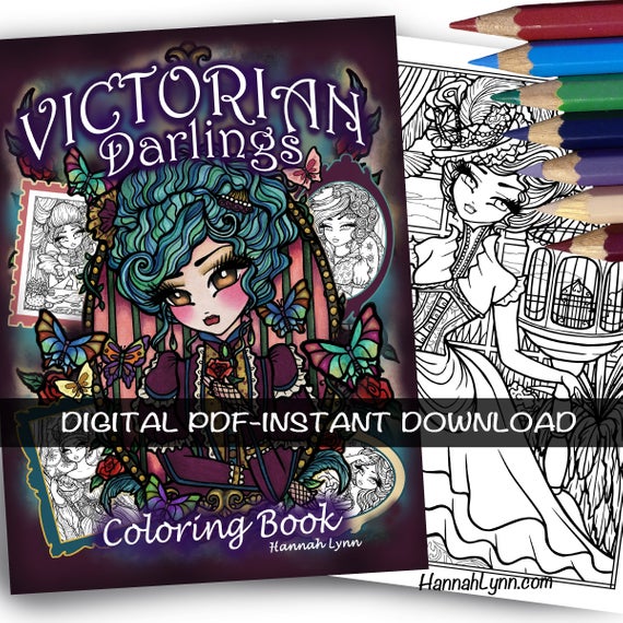 PDF DIGITAL Victorian Darlings Coloring Book Hannah Lynn Printable Coloring Pages by hannahlynnart steampunk buy now online