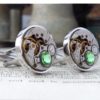 Steampunk Cufflinks with Vintage Watch Mechanisms & Light Green 'Peridot' Crystals. 16th Wedding Anniversary / August Birthstone Gift. by Jamlincrow steampunk buy now online