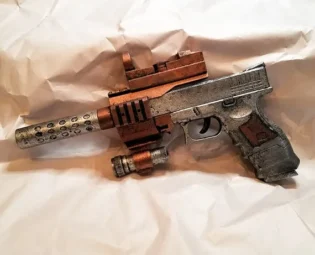 STEAMPUNK Pew Pew Gun with Silencer by HGBrasswell steampunk buy now online