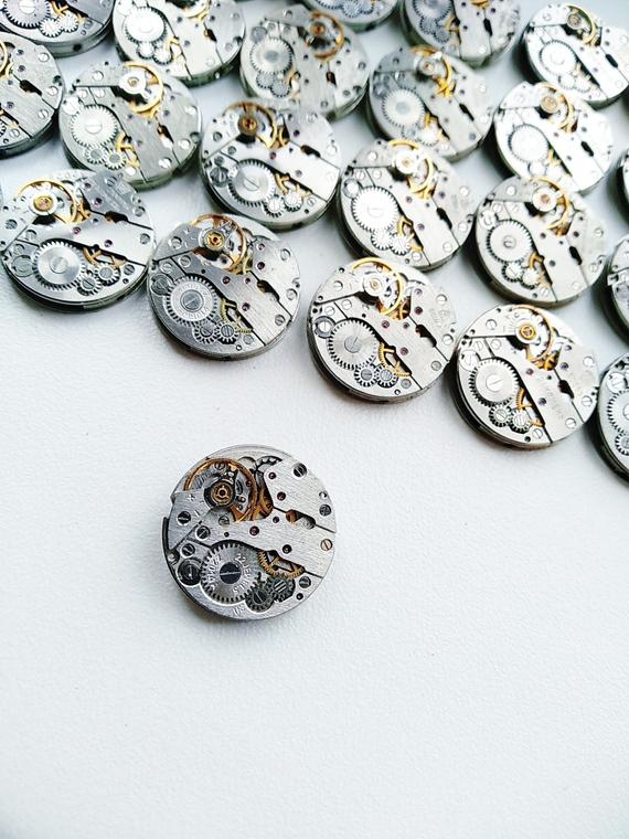 Watchs Parts 35 pc. Steampunk Art Movements Supplies Vintage Womens Russian Soviet Mechanisms Round Zarya 20mm DIY by TimekeeperArt steampunk buy now online