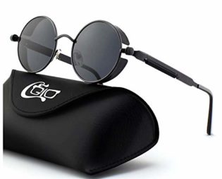 CGID E72 Retro Steampunk Style Inspired Round Metal Circle Polarized Sunglasses for Men steampunk buy now online