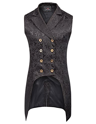 Men's Steampunk Gothic Vest Waistcoat Double-Breasted Jacquard Coat Black XL steampunk buy now online