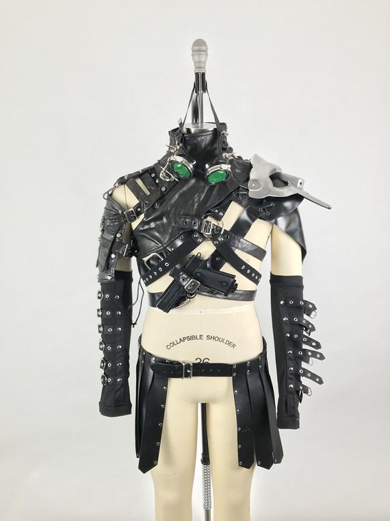 Apocalyptic Gladiator, Mad Max, Road Warrior, War Boys costume, Burning Man, Steampunk Assasin, Leather armor, WAsteLand Weekend, DOom by ChrysalisNYC steampunk buy now online