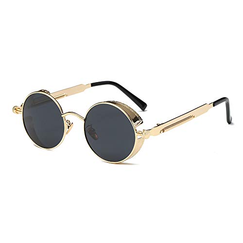 Nuanxin Retro Round Gothic Steampunk Polarized Sunglasses for Men or Women UV400 &amp; HD Polarized Lens Unisex Design Black Gold steampunk buy now online