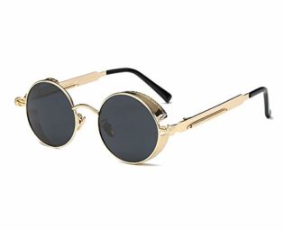 Nuanxin Retro Round Gothic Steampunk Polarized Sunglasses for Men or Women UV400 & HD Polarized Lens Unisex Design Black Gold steampunk buy now online