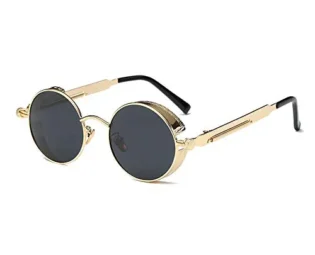 Nuanxin Retro Round Gothic Steampunk Polarized Sunglasses for Men or Women UV400 & HD Polarized Lens Unisex Design Black Gold steampunk buy now online