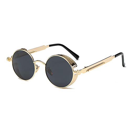 Nuanxin Retro Round Gothic Steampunk Polarized Sunglasses for Men or Women UV400 & HD Polarized Lens Unisex Design Black Gold steampunk buy now online