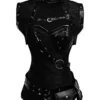 FeelinGirl Women's Cool Warrior Design Steel Boned Brocade Vintage Steampunk Bustiers Corsets, S/23inch(Fit Natural Waist 24inch-25inch), Black steampunk buy now online