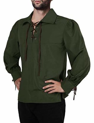 Fueri Men's Medieval Pirate Shirt Ruffle Shirt Gothic Lace Shirt Steampunk Casual Shirt Victorian Costume Halloween Carnival Shirt - - L steampunk buy now online