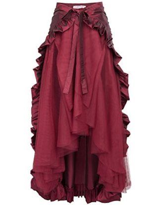 Victorian Gothic Clothing for Women Burlesque Steampunk Priate Skirt, Wine Red, L steampunk buy now online