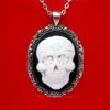 Beautiful 3/D Ivory Color on Black SUGAR SKULL Cameo Costume Jewelry Shiny Silvertone Pendant Necklace & 24 Inch Chain Birthday Gift by Doolittledaisy steampunk buy now online