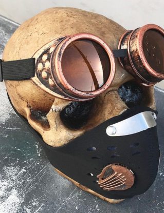 BURNING MAN SPECIAL - Copper Rust Mask and Goggles Set-Neoprene Filter Lined Riding Dust Mask w Matching Steampunk Goggles by jadedminx steampunk buy now online