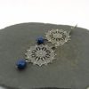 Filigree earrings with Swarovski glass beads in dark blue. Large earrings in antique-silver, nickel-free, with Klappbrisur. Statement Jewelry by Maymana steampunk buy now online