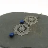 Filigree earrings with Swarovski glass beads in dark blue. Large earrings in antique-silver, nickel-free, with Klappbrisur. Statement Jewelry by Maymana steampunk buy now online Filigree earrings with Swarovski glass beads in dark blue. Large earrings in antique-silver, nickel-free, with Klappbrisur. Statement Jewelry by Maymana steampunk buy now online