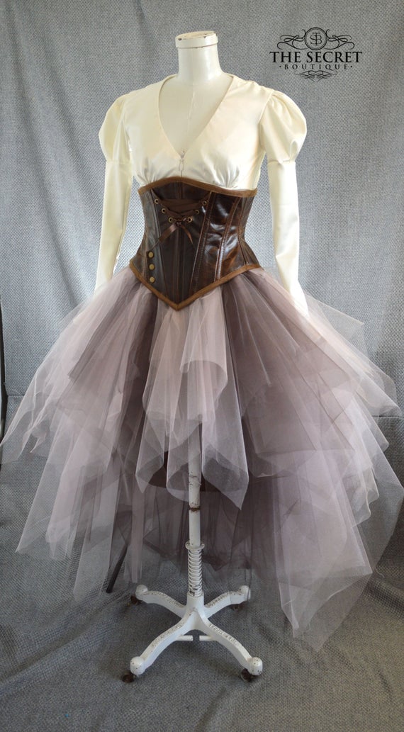 Layered tulle high low steampunk goth fairy wedding cosplay costume skirt-petite to plus size by thesecretboutique steampunk buy now online