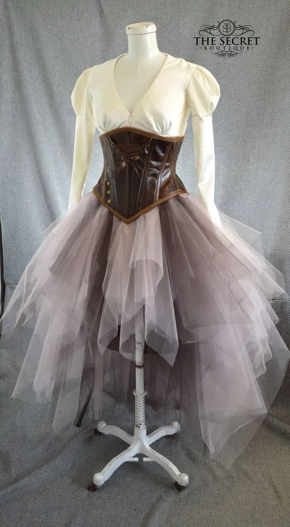 Layered tulle high low steampunk goth fairy wedding cosplay costume skirt-petite to plus size by thesecretboutique steampunk buy now online