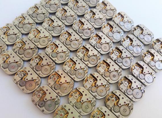 Steampunk Art Watchs Parts 55 pc. Vintage Supplies Womens Soviet Mechanisms Rectangular Slava DIY n by TimekeeperArt steampunk buy now online