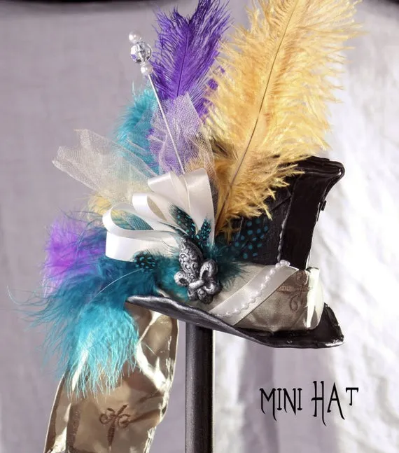 Steampunk Mardi Gras Mini Top Hat by BehindTheCastleDoor steampunk buy now online