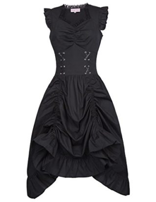 Belle Poque Sleeveless V-Neck Retro Black Gothic Dress Halloween Costume Dress M steampunk buy now online