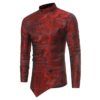 Mens Casual Dress Shirts Long Sleeve Slim Fit Steampunk Shirt Button Down Wing Collar Shirts, Wine Red, L steampunk buy now online