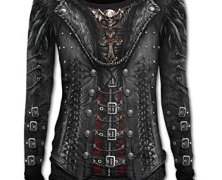 Spiral Direct Women's Gothess Wrap-Allover Baggy Top Long Sleeve, Black (Black 001), 24 (Size:XXL) steampunk buy now online