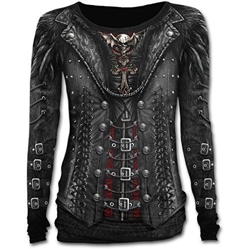 Spiral Direct Women's Gothess Wrap-Allover Baggy Top Long Sleeve, Black (Black 001), 24 (Size:XXL) steampunk buy now online