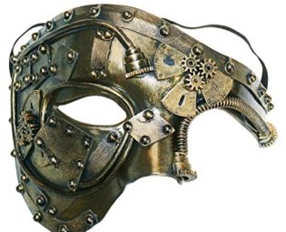 Coddsmz Masquerade Mask Steampunk Phantom of The Opera Mechanical Venetian Party Mask(Antique Gold) steampunk buy now online