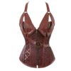 Grebrafan Chain Steampunk Corset for Women Plus Size Faux Leather (UK(14-16) 2XL, Brown) steampunk buy now online