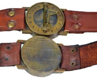 Antique Brass Compass Sundial Wrist Watch - Antique Steampunk Wrist Brass Compass Sundial Watch With Leather Strap Sundial Christmas Gift by VintageInventico steampunk buy now online