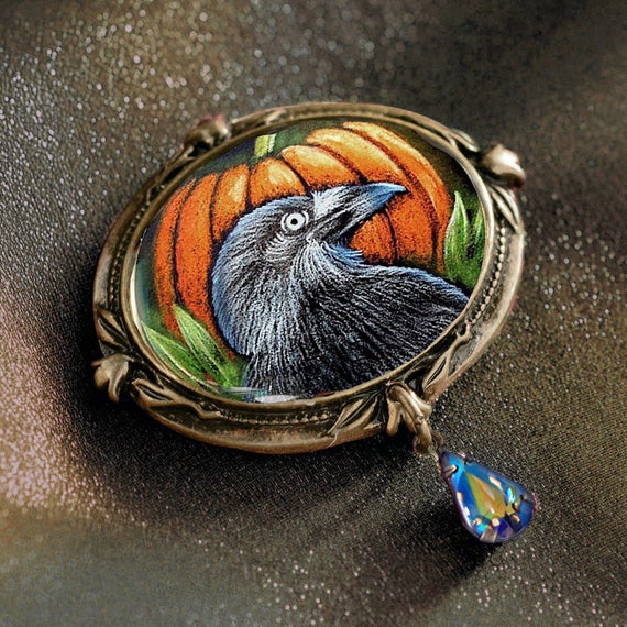 Black Raven Pin, Bird Pin, Bird Jewelry, Halloween Jewelry, Halloween Enamel Pin, Halloween Gifts,Pins, Halloween Pin, Lapel Pin, Brooch Pin by ShelleyCooperJewelry steampunk buy now online