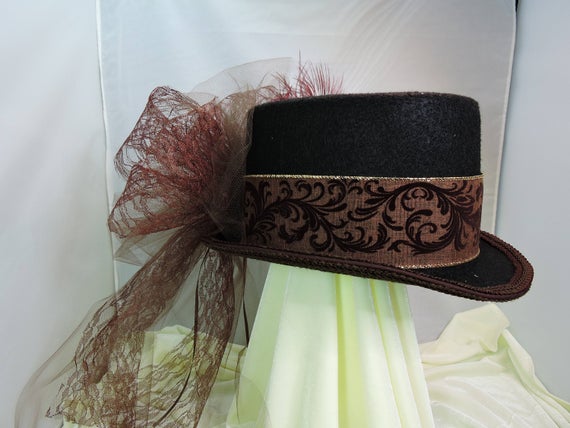 brown TOP HAT victorian steampunk renaissance faire cosplay sz Large by RedWyvernStudioHats steampunk buy now online