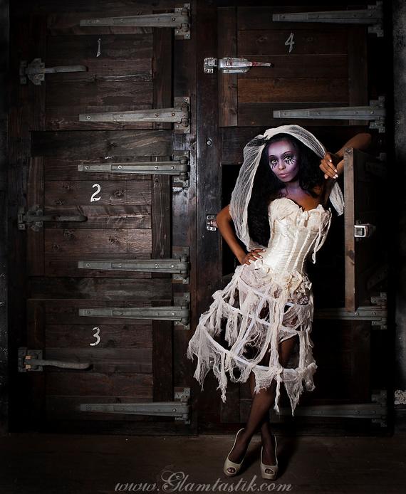 Custom Size ivory lace caged victorian zombie corset costume dress with tea stained ruffled panties s-xl by Glamtastik steampunk buy now online