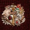 Holiday Steampunk Pin/Brooch with Colored Ornament by DesignsbyAuntVV steampunk buy now online