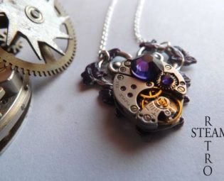 Purple Heart Steampunk Necklace - Steampunk Jewelry - Heart Necklace - Steampunk Jewellery by Steamretro - Christmas gift by SteamRetro steampunk buy now online