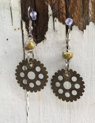 Rustic Gear Earrings, Gift For Her, Country Earrings, Handmade Earrings, Earrings For Her, Drop Earrings, Dangle Earrings, Steampunk by SweetroseJewelryShop steampunk buy now online