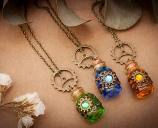 Steampunk Bottle Necklace, Steampunk Pendant, Potion Necklace, Steampunk cosplay, Magic Potion Pendant, Fantasy necklace Alternative jewelry by MieMoeShop steampunk buy now online