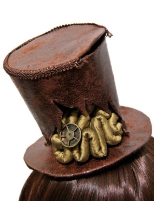Zombie Steampunk Faux Leather and Bronze Brain Top Hat by SheenasBellaBows steampunk buy now online