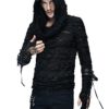 Devil Fashion Gothic Mens Fashion Black Holes Mesh Long Sleeve T Shirt Steampunk Men Casual Rock Tops Hoodie (XL) steampunk buy now online