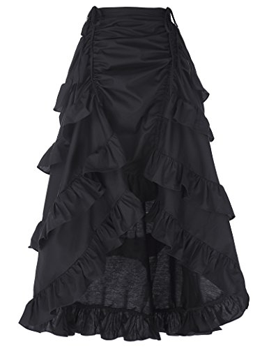 Belle Poque Womens Steampunk Elastic Skirt Black Victorian Gothic Outfits M Black steampunk buy now online