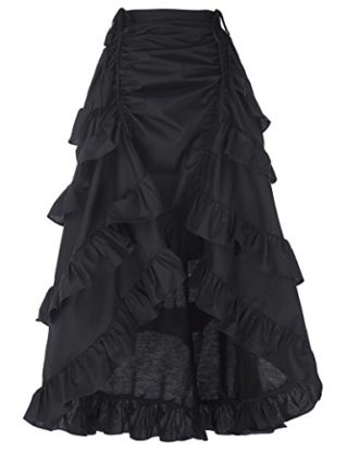 Belle Poque Womens Steampunk Elastic Skirt Black Victorian Gothic Outfits M Black steampunk buy now online