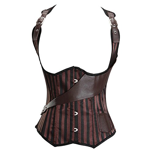 Steampunk Corsets for Women Clothing Basques Underbust Corsets Bustiers Leather Plus Size Top Brown 3XL steampunk buy now online