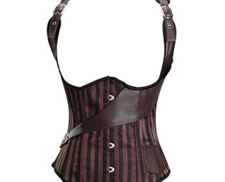 Steampunk Corsets for Women Clothing Basques Underbust Corsets Bustiers Leather Plus Size Top Brown 3XL steampunk buy now online