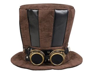 Boland - Hat Cylinder Tuba Steampunk with Glasses for Adults, Brown, One Size, 54514 steampunk buy now online