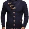 LEIF NELSON LN4195 Men's Irresistible Knitted Turtleneck Cardigan Dark Blue M steampunk buy now online