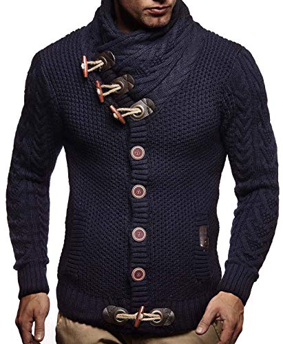 LEIF NELSON LN4195 Men's Irresistible Knitted Turtleneck Cardigan Dark Blue M steampunk buy now online