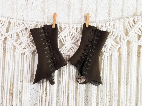 Antique 1900 Edwardian Wool Stirrup Spats by SirenCallVintage steampunk buy now online