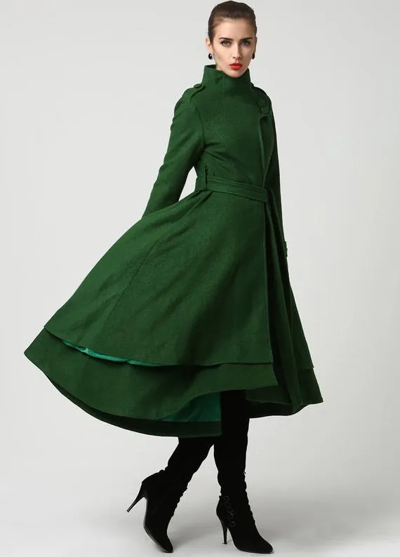 asymmetrical wool coat, green coat, long Gothic Coat, green coat wool belted, winter coat, wool coat women, steampunk coat 1112# by xiaolizi steampunk buy now online asymmetrical wool coat, green coat, long Gothic Coat, green coat wool belted, winter coat, wool coat women, steampunk coat 1112# by xiaolizi steampunk buy now online