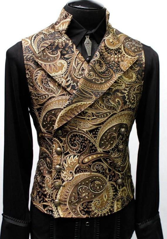 CAVALIER VEST - Gold Steampunk Paisley by ShrineofHollywood steampunk buy now online