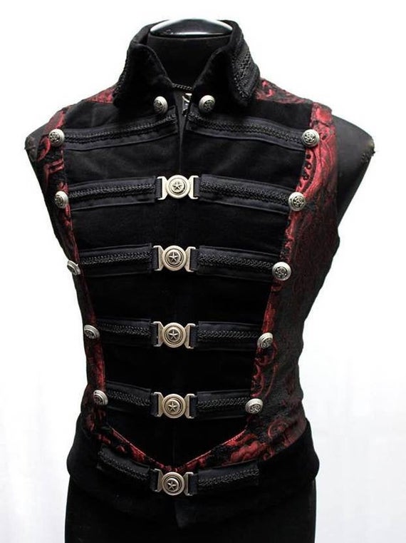 DOMINION VEST - Red/Black Tapestry by ShrineofHollywood steampunk buy now online